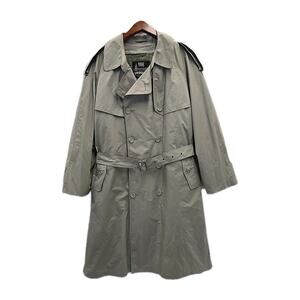 Vintage London Fog Towne Trench Coat Mens 44 SHT Double Breasted Liner Belted